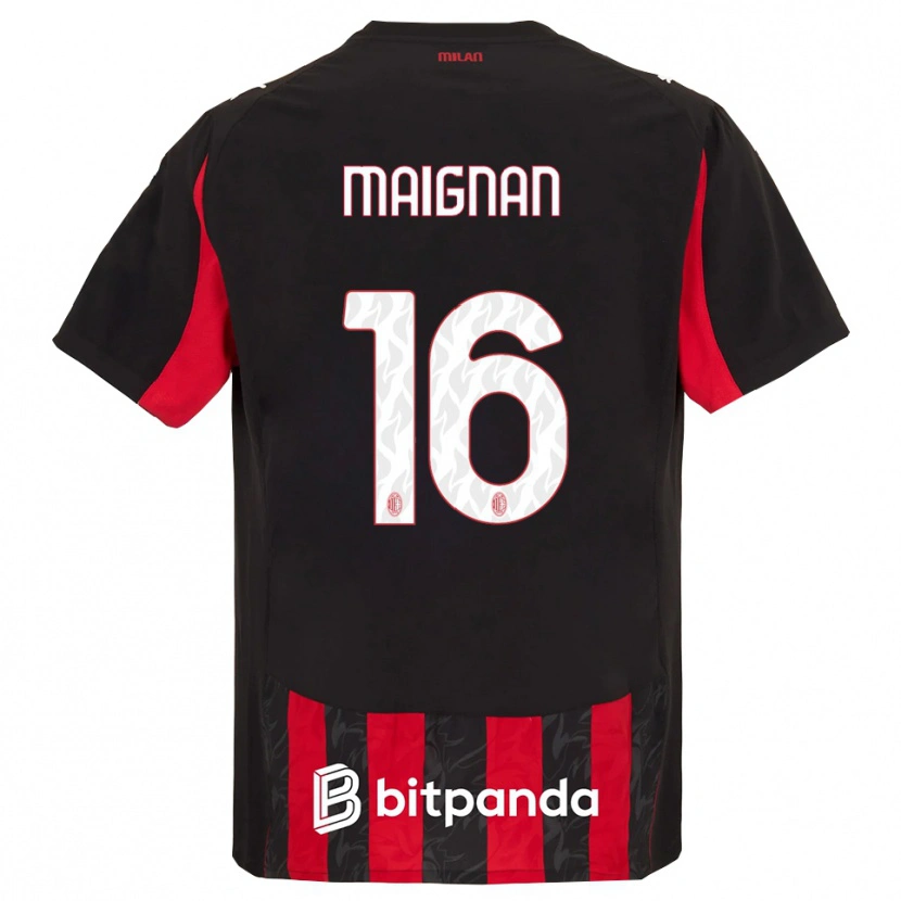 Danxen Kinderen Mike Maignan #16 Rood Zwart Thuisshirt Thuistenue 2025/26 T-Shirt