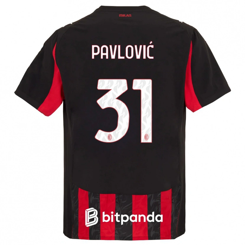 Danxen Kinderen Strahinja Pavlović #31 Rood Zwart Thuisshirt Thuistenue 2025/26 T-Shirt