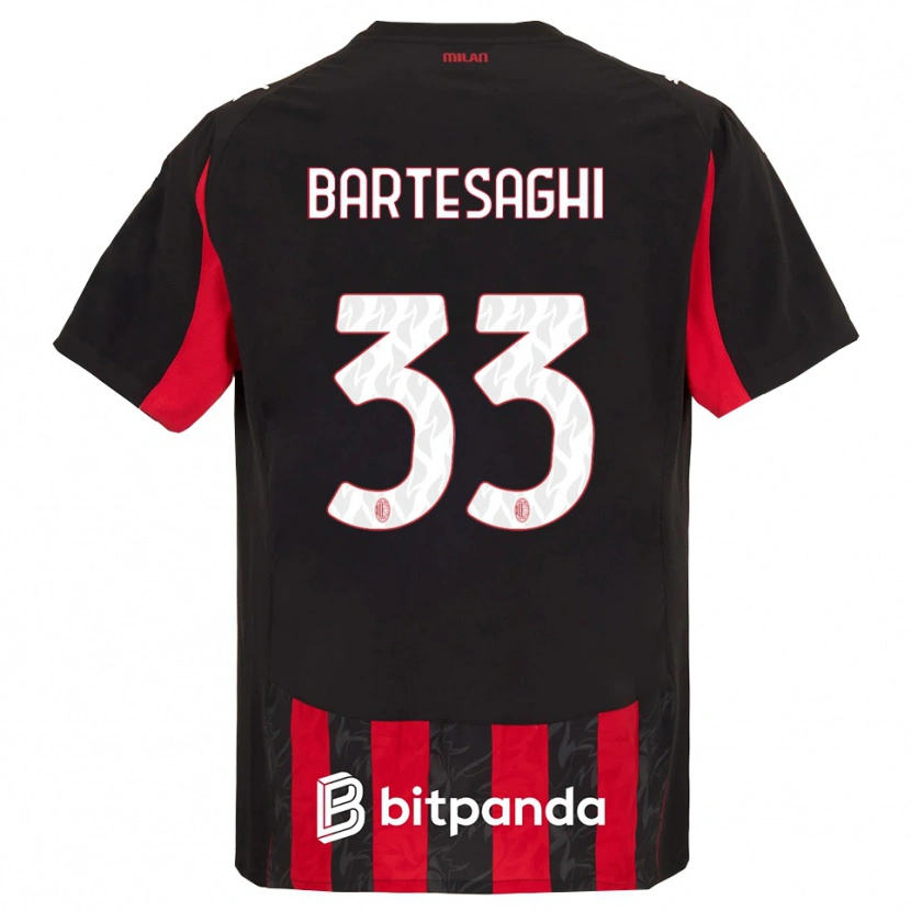 Danxen Kinderen Davide Bartesaghi #33 Rood Zwart Thuisshirt Thuistenue 2025/26 T-Shirt