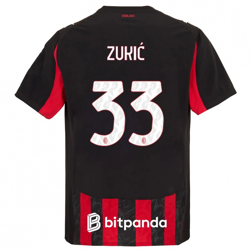 Danxen Kinderen Damir Zukić #33 Rood Zwart Thuisshirt Thuistenue 2025/26 T-Shirt