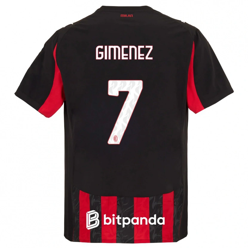 Danxen Kinderen Santiago Gimenez #7 Rood Zwart Thuisshirt Thuistenue 2025/26 T-Shirt
