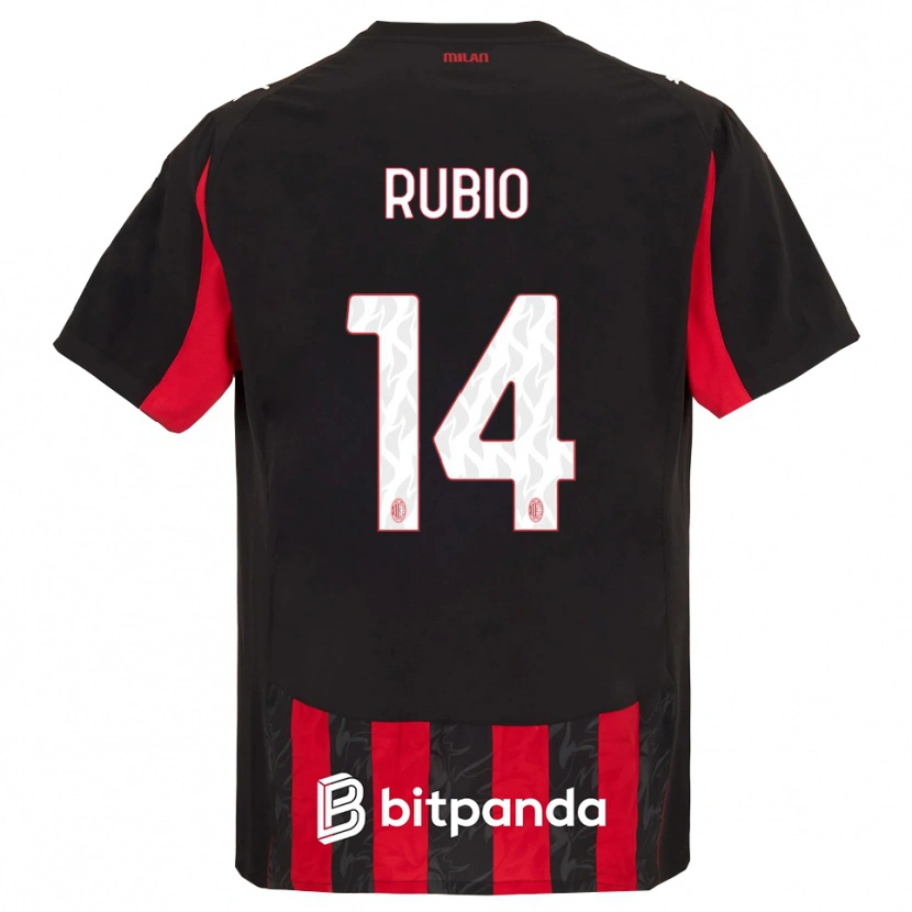 Danxen Kinderen Silvia Rubio Ávila #14 Rood Zwart Thuisshirt Thuistenue 2025/26 T-Shirt