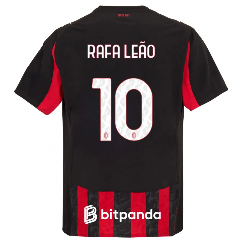 Danxen Kinderen Rafael Leão #10 Rood Zwart Thuisshirt Thuistenue 2025/26 T-Shirt