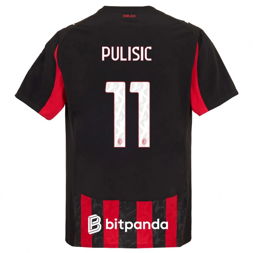 Danxen Kinderen Christian Pulisic #11 Rood Zwart Thuisshirt Thuistenue 2025/26 T-Shirt