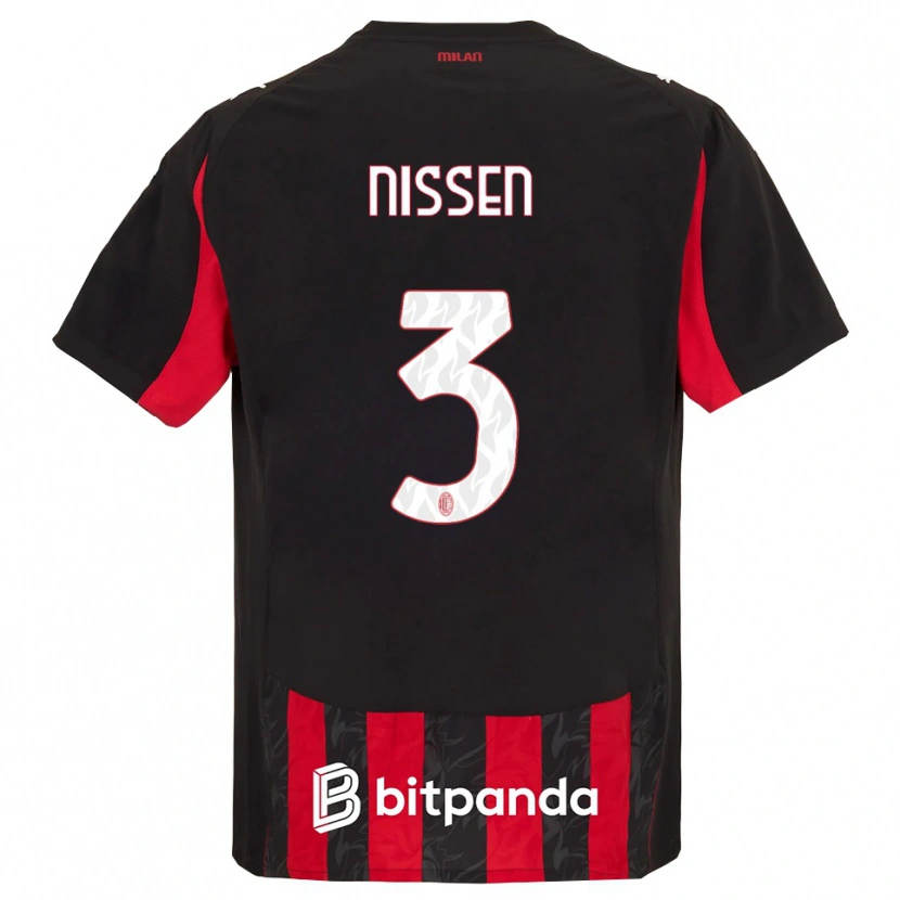 Danxen Kinderen Fredrik Nissen #3 Rood Zwart Thuisshirt Thuistenue 2025/26 T-Shirt