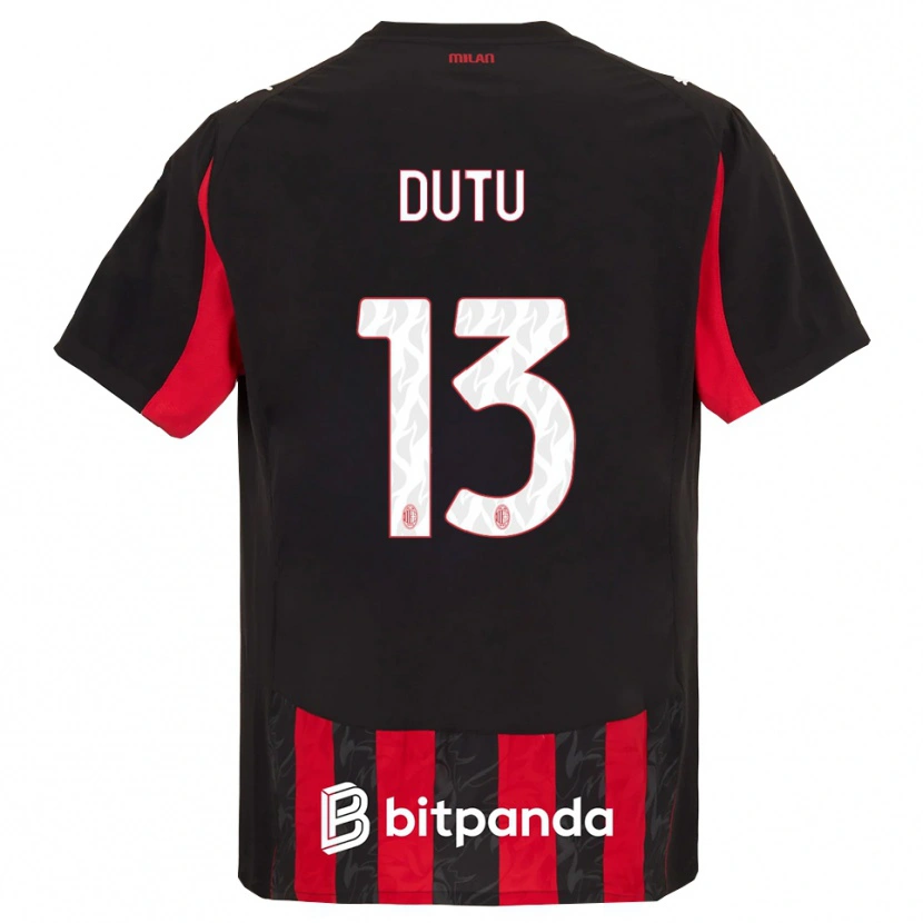 Danxen Kinderen Matteo Duțu #13 Rood Zwart Thuisshirt Thuistenue 2025/26 T-Shirt