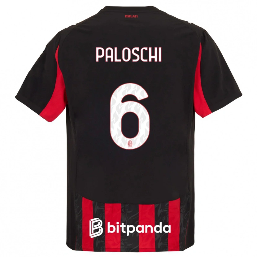 Danxen Kinderen Dorian Paloschi #6 Rood Zwart Thuisshirt Thuistenue 2025/26 T-Shirt