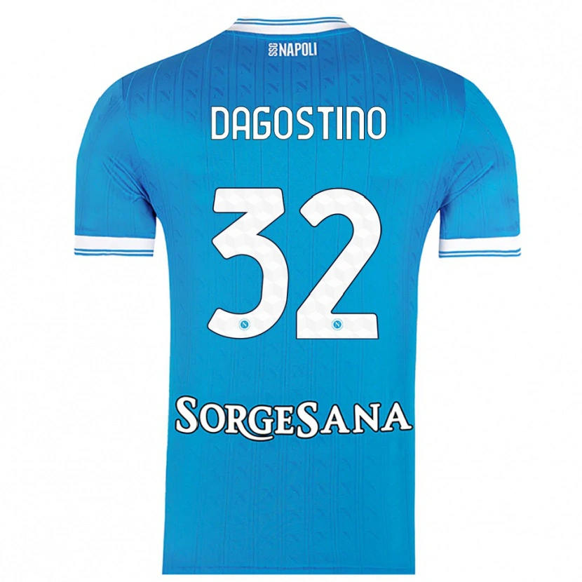 Danxen Kinderen Giuseppe Dagostino #32 Hemelblauw Wit Thuisshirt Thuistenue 2025/26 T-Shirt