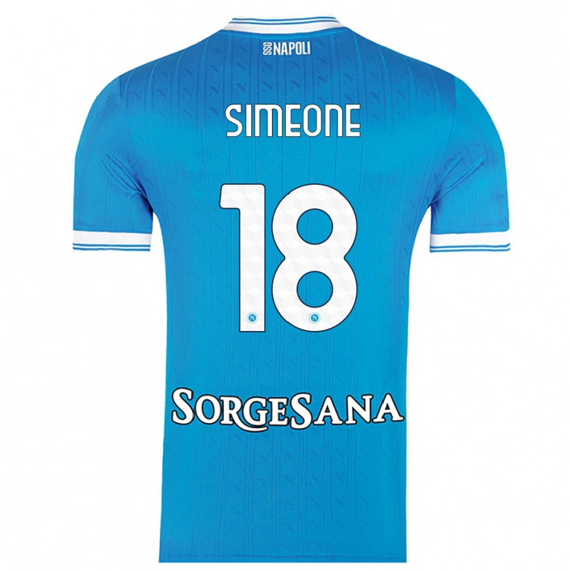 Danxen Kinderen Giovanni Simeone #18 Hemelblauw Wit Thuisshirt Thuistenue 2025/26 T-Shirt
