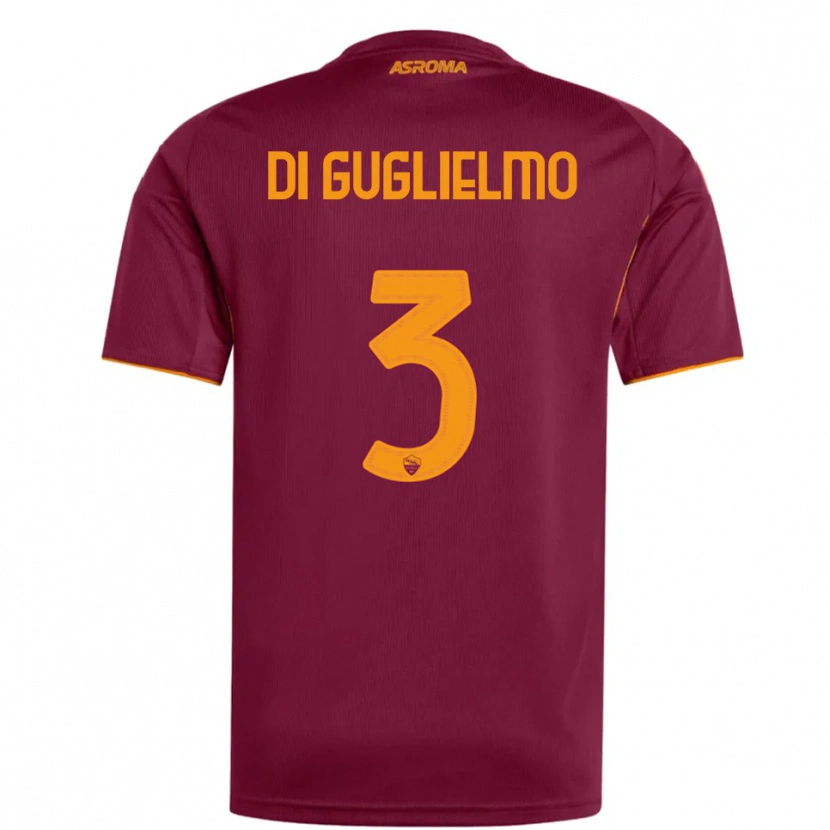 Danxen Kinderen Lucia Di Guglielmo #3 Bourgondisch Oranje Thuisshirt Thuistenue 2025/26 T-Shirt