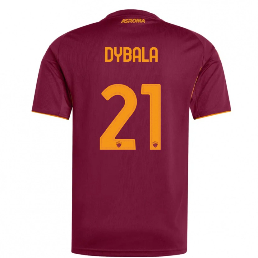 Danxen Kinderen Paulo Dybala #21 Bourgondisch Oranje Thuisshirt Thuistenue 2025/26 T-Shirt