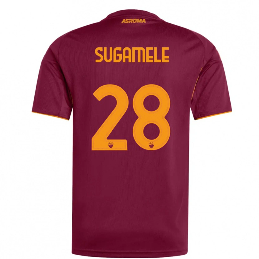 Danxen Kinderen Alessandro Sugamele #28 Bourgondisch Oranje Thuisshirt Thuistenue 2025/26 T-Shirt