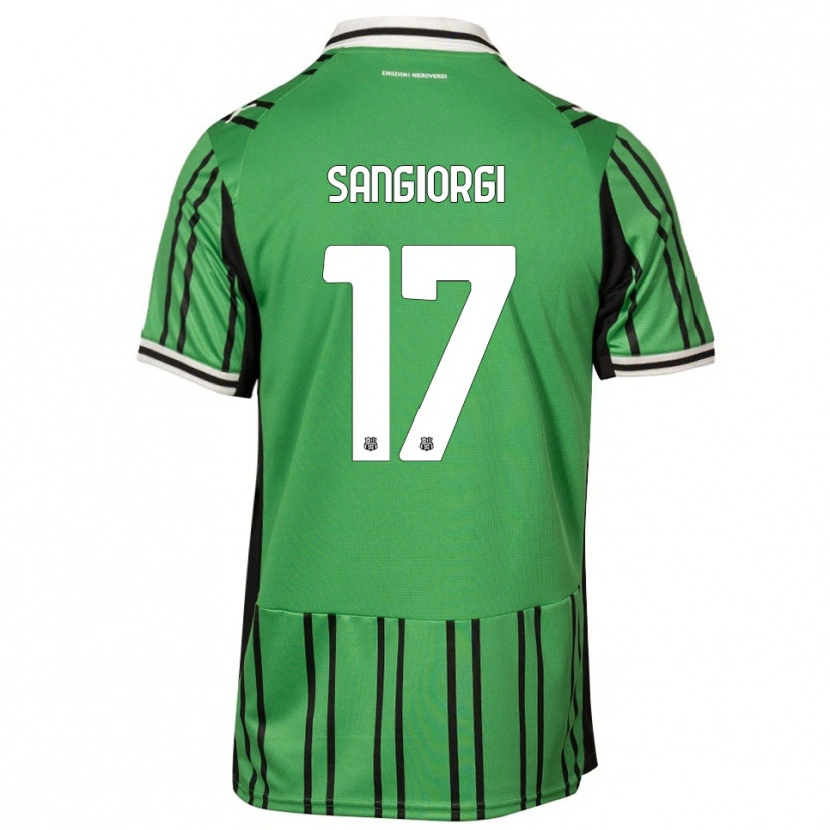 Danxen Kinderen Federico Sangiorgi #17 Groen Zwart Thuisshirt Thuistenue 2025/26 T-Shirt