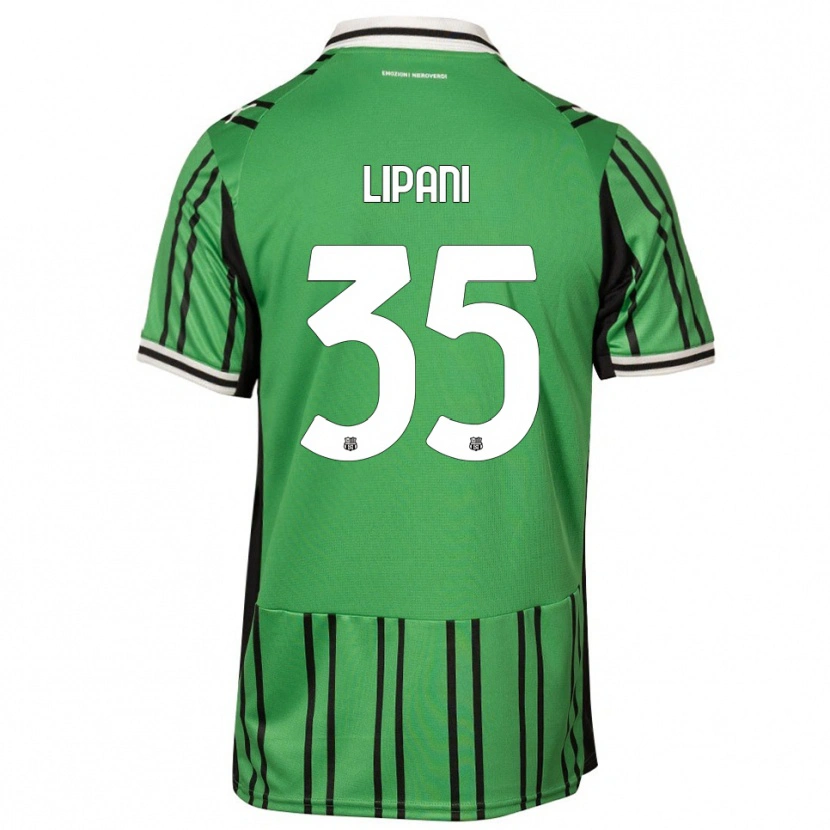 Danxen Kinderen Luca Lipani #35 Groen Zwart Thuisshirt Thuistenue 2025/26 T-Shirt