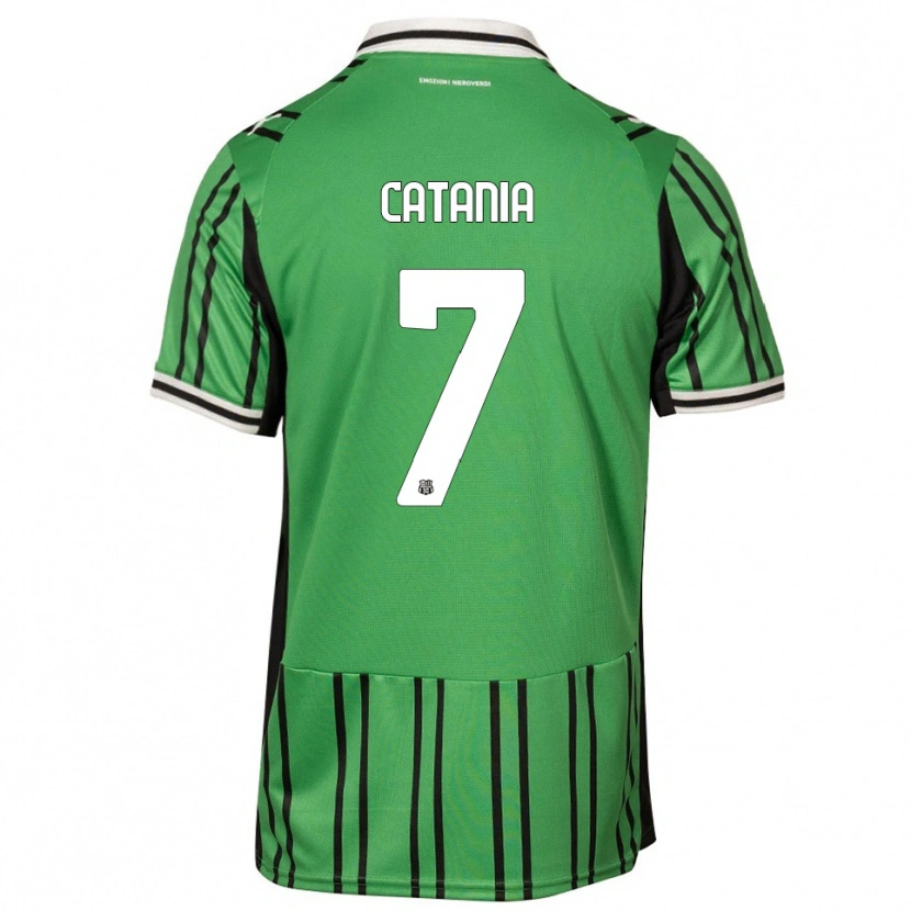 Danxen Kinderen Nicolò Catania #7 Groen Zwart Thuisshirt Thuistenue 2025/26 T-Shirt