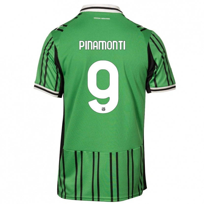 Danxen Kinderen Andrea Pinamonti #9 Groen Zwart Thuisshirt Thuistenue 2025/26 T-Shirt