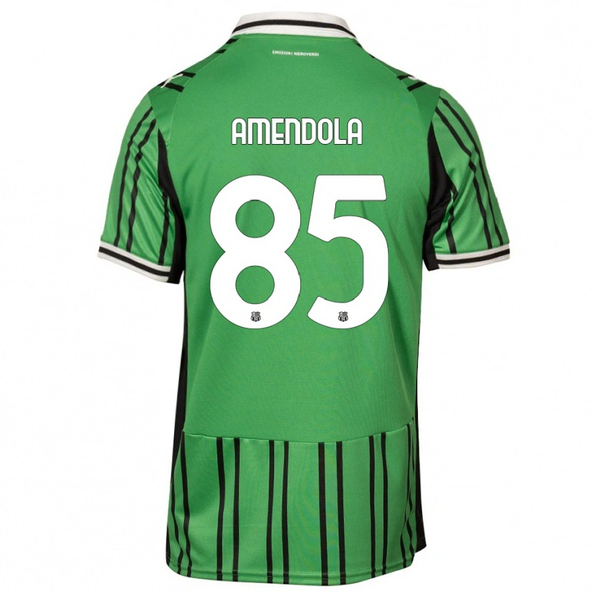 Danxen Kinderen Catello Amendola #85 Groen Zwart Thuisshirt Thuistenue 2025/26 T-Shirt