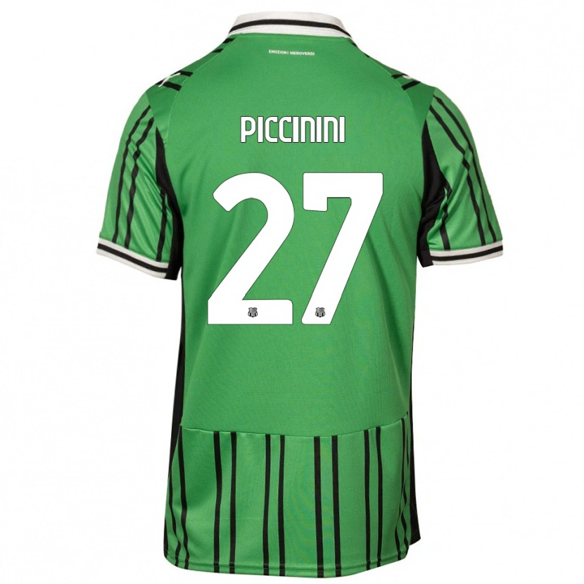 Danxen Kinderen Stefano Piccinini #27 Groen Zwart Thuisshirt Thuistenue 2025/26 T-Shirt