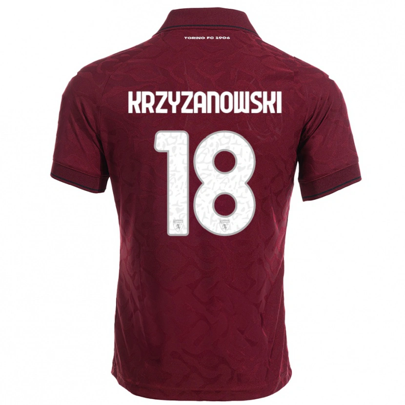 Danxen Kinderen Jakub Krzyzanowski #18 Bourgondisch Wit Thuisshirt Thuistenue 2025/26 T-Shirt