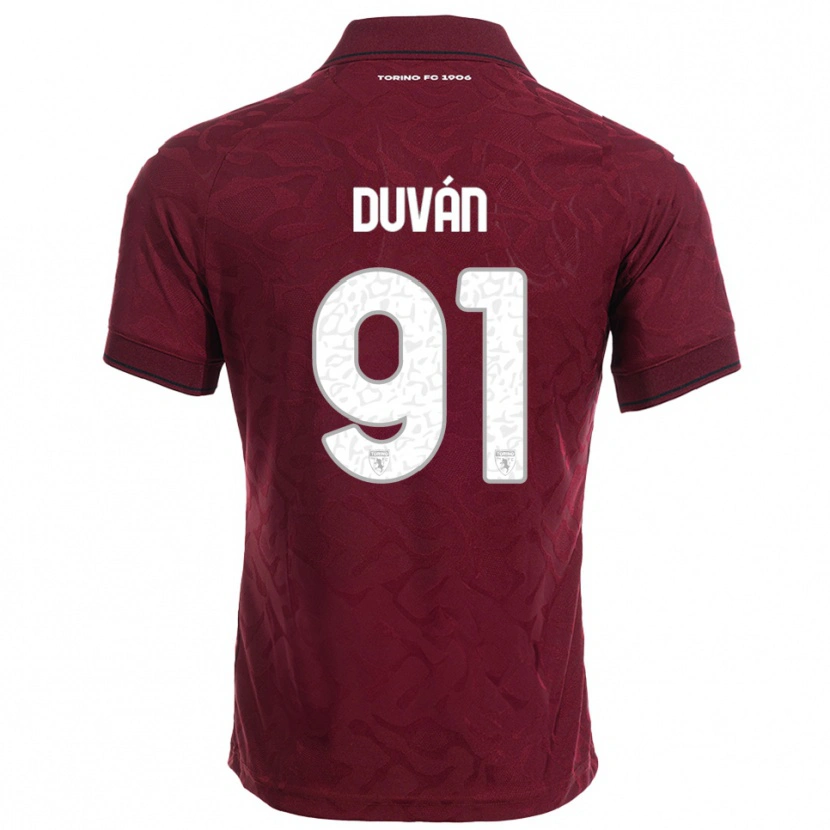 Danxen Kinderen Duván Zapata #91 Bourgondisch Wit Thuisshirt Thuistenue 2025/26 T-Shirt