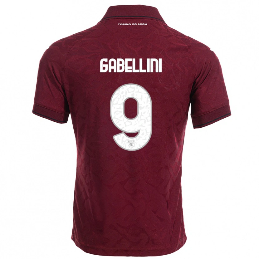 Danxen Kinderen Tommaso Gabellini #9 Bourgondisch Wit Thuisshirt Thuistenue 2025/26 T-Shirt