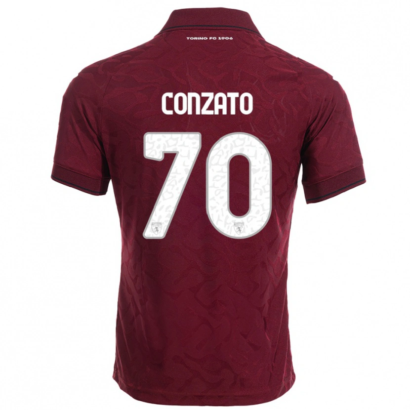 Danxen Kinderen Filippo Conzato #70 Bourgondisch Wit Thuisshirt Thuistenue 2025/26 T-Shirt