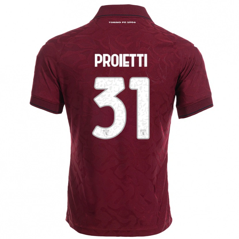 Danxen Kinderen Riccardo Proietti #31 Bourgondisch Wit Thuisshirt Thuistenue 2025/26 T-Shirt