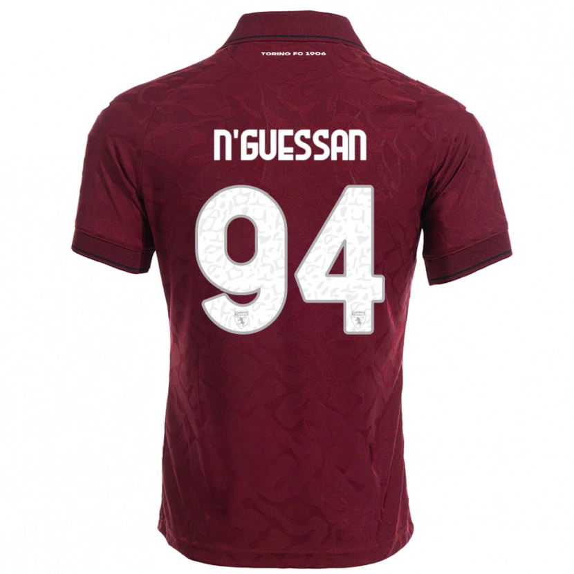 Danxen Kinderen Ange Caumenan N'guessan #94 Bourgondisch Wit Thuisshirt Thuistenue 2025/26 T-Shirt