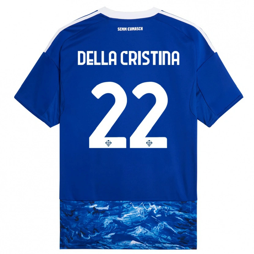 Danxen Kinderen Stefano Della Cristina #22 Blauw Wit Thuisshirt Thuistenue 2025/26 T-Shirt