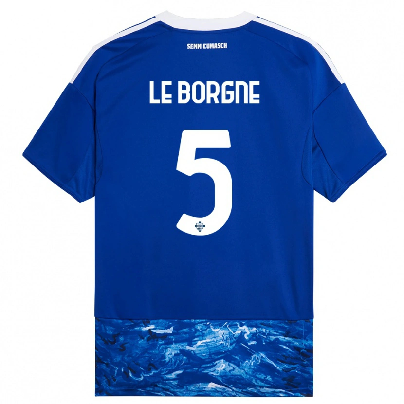 Danxen Kinderen Andréa Le Borgne #5 Blauw Wit Thuisshirt Thuistenue 2025/26 T-Shirt