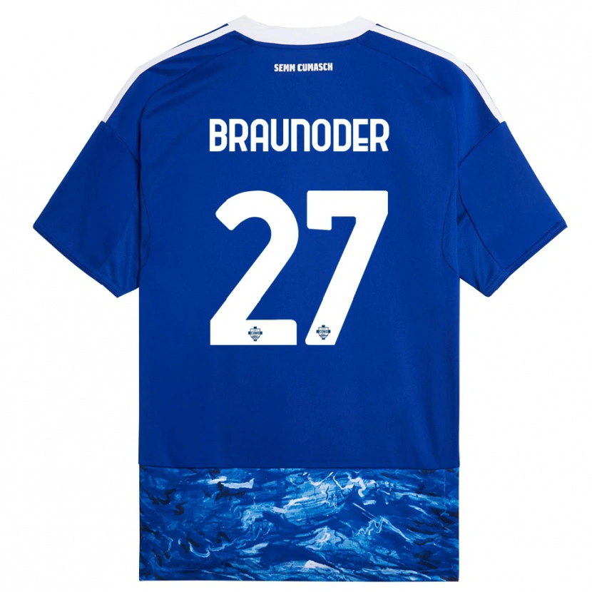 Danxen Kinderen Matthias Braunöder #27 Blauw Wit Thuisshirt Thuistenue 2025/26 T-Shirt