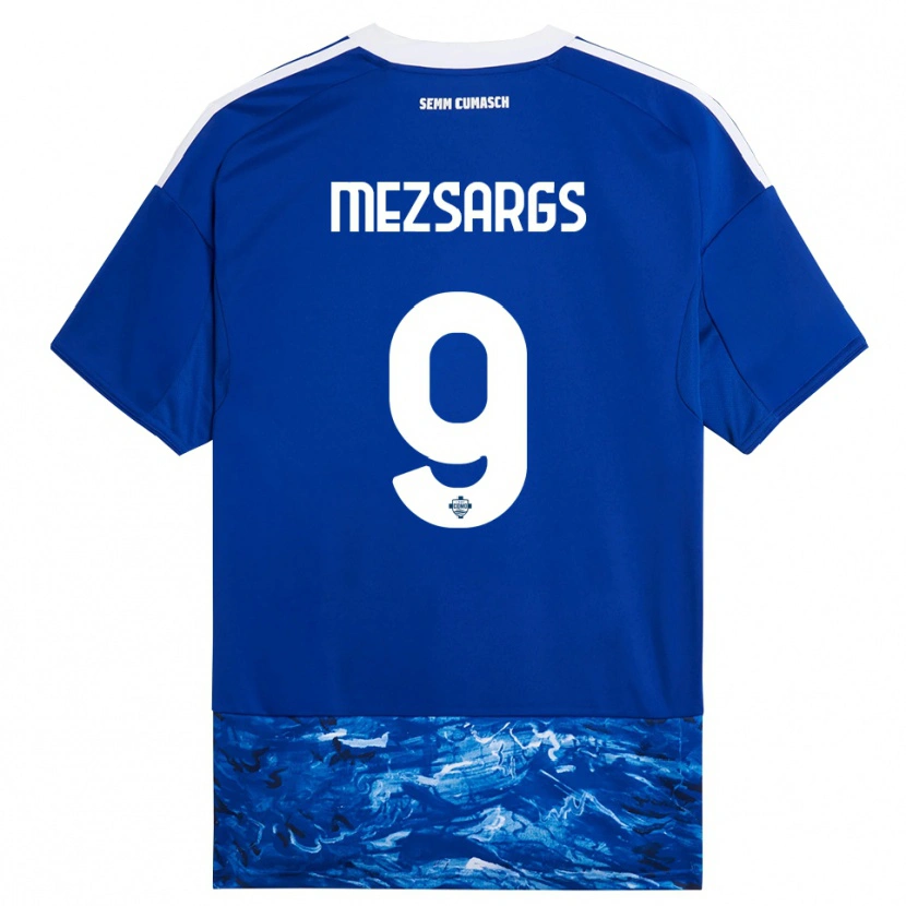 Danxen Kinderen Kristians Mezsargs #9 Blauw Wit Thuisshirt Thuistenue 2025/26 T-Shirt