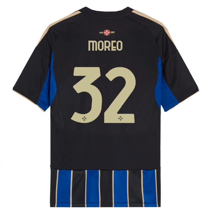Danxen Kinderen Stefano Moreo #32 Zwart Blauw Thuisshirt Thuistenue 2025/26 T-Shirt