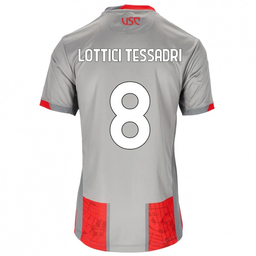 Danxen Kinderen Simone Lottici Tessadri #8 Rood Grijs Thuisshirt Thuistenue 2025/26 T-Shirt
