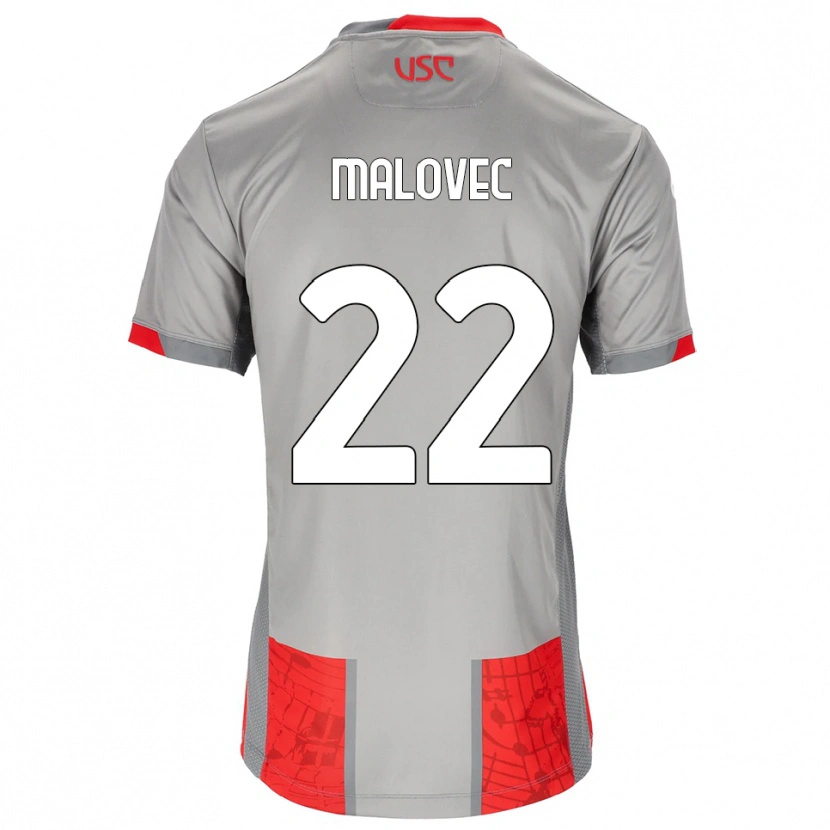 Danxen Kinderen Adrian Malovec #22 Rood Grijs Thuisshirt Thuistenue 2025/26 T-Shirt