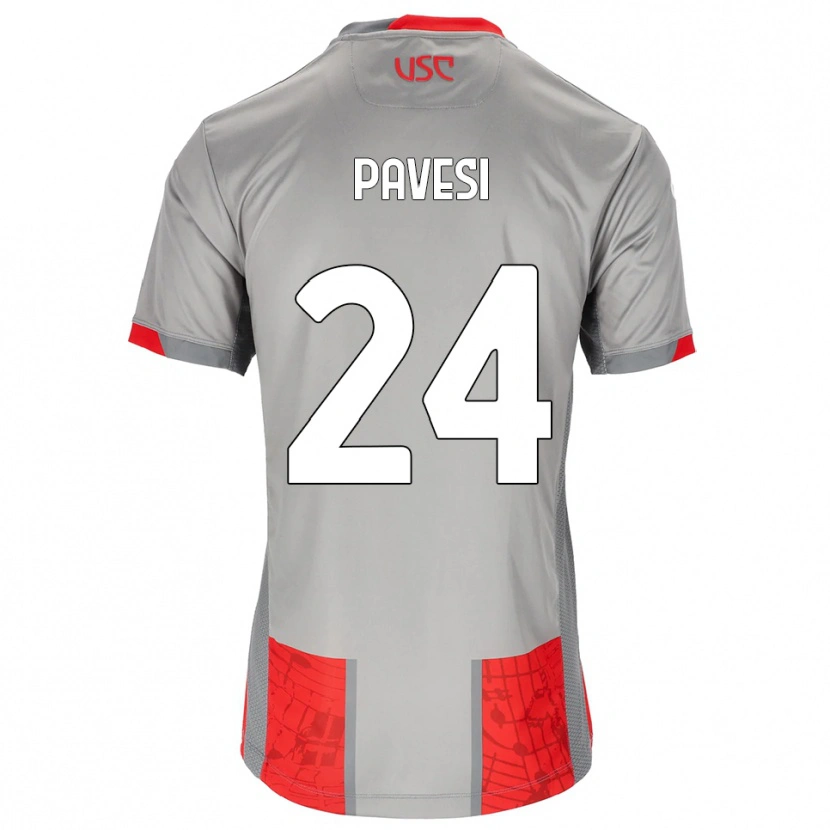 Danxen Kinderen Davide Pavesi #24 Rood Grijs Thuisshirt Thuistenue 2025/26 T-Shirt