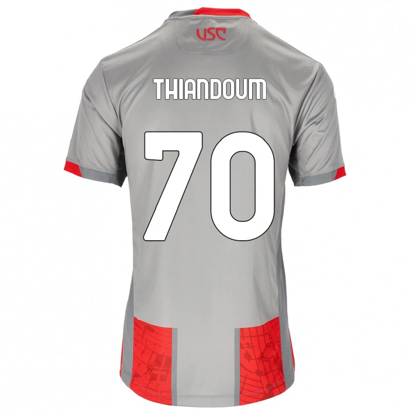 Danxen Kinderen Omar Thiandoum #70 Rood Grijs Thuisshirt Thuistenue 2025/26 T-Shirt