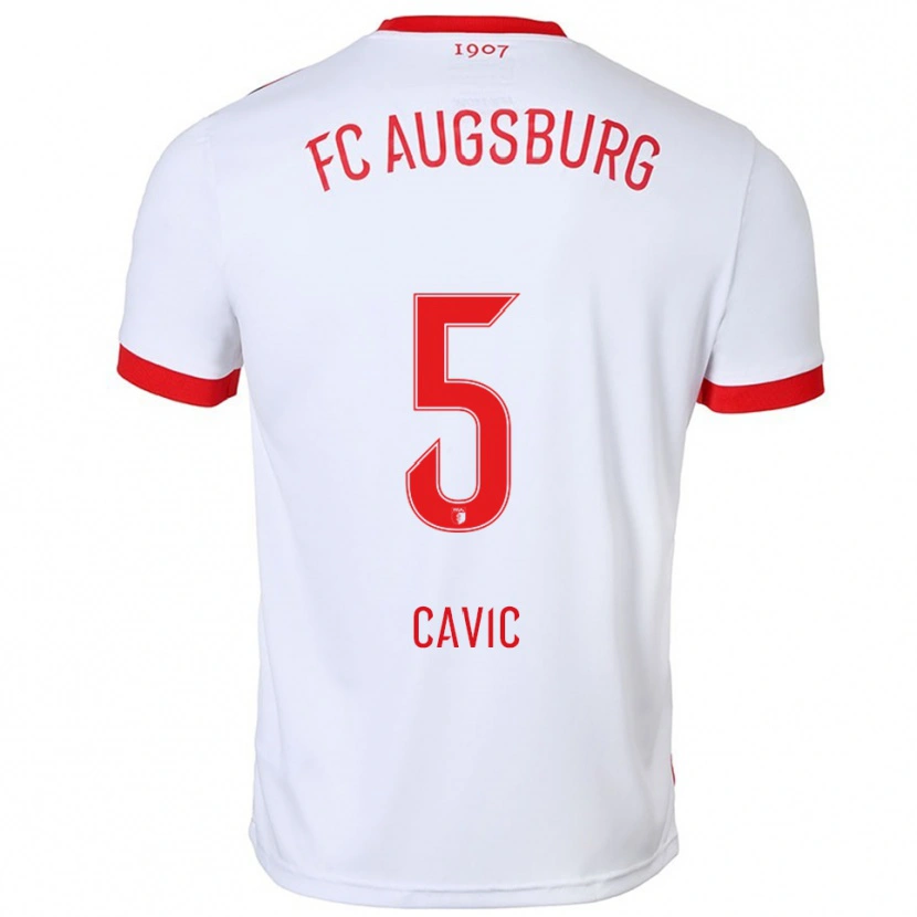 Danxen Kinderen Andrej Cavic #5 Wit Rood Thuisshirt Thuistenue 2025/26 T-Shirt