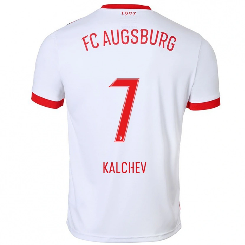Danxen Kinderen Nikola Kalchev #7 Wit Rood Thuisshirt Thuistenue 2025/26 T-Shirt
