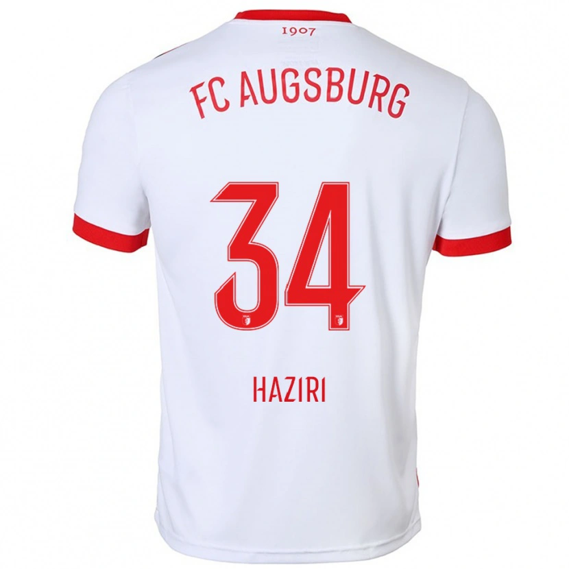 Danxen Kinderen Edi Haziri #34 Wit Rood Thuisshirt Thuistenue 2025/26 T-Shirt