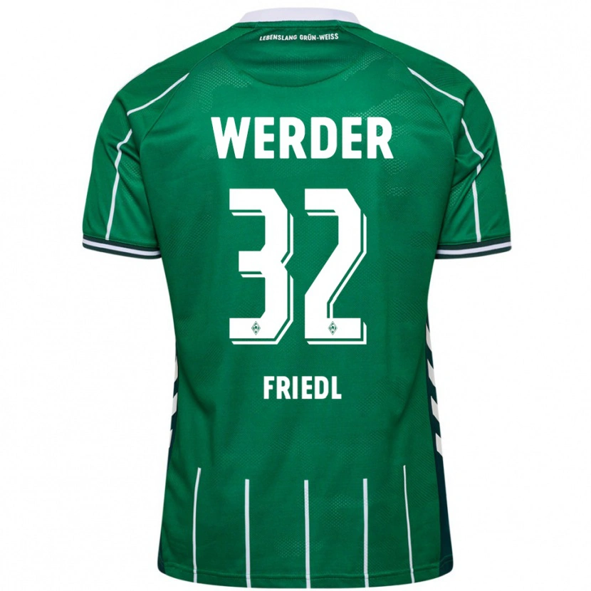 Danxen Kinderen Marco Friedl #32 Groen Wit Thuisshirt Thuistenue 2025/26 T-Shirt