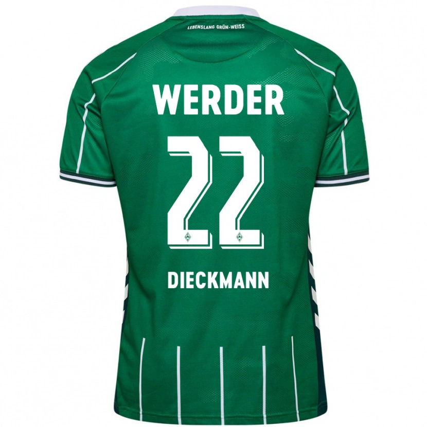 Danxen Kinderen Rieke Dieckmann #22 Groen Wit Thuisshirt Thuistenue 2025/26 T-Shirt