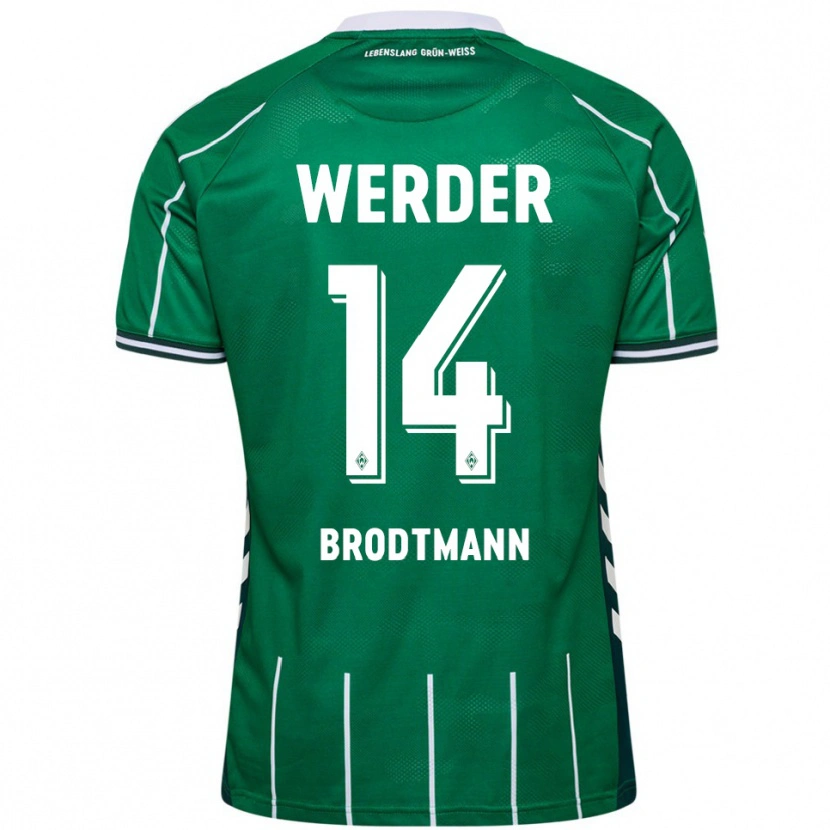 Danxen Kinderen Linus Brodtmann #14 Groen Wit Thuisshirt Thuistenue 2025/26 T-Shirt
