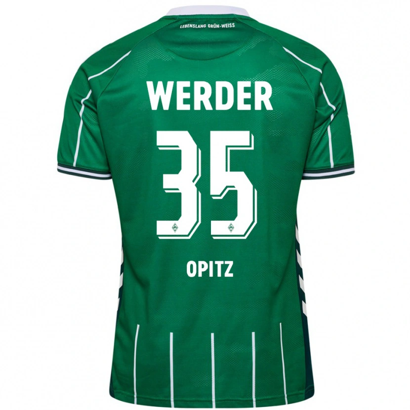 Danxen Kinderen Leon Opitz #35 Groen Wit Thuisshirt Thuistenue 2025/26 T-Shirt