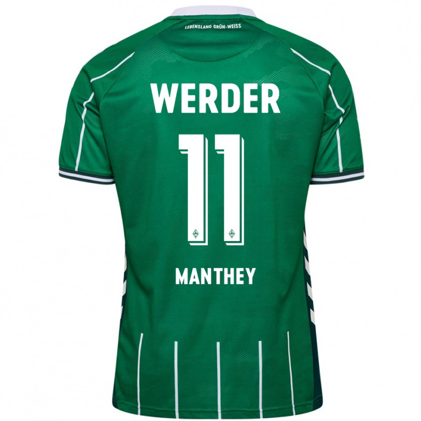 Danxen Kinderen Kevin Manthey #11 Groen Wit Thuisshirt Thuistenue 2025/26 T-Shirt