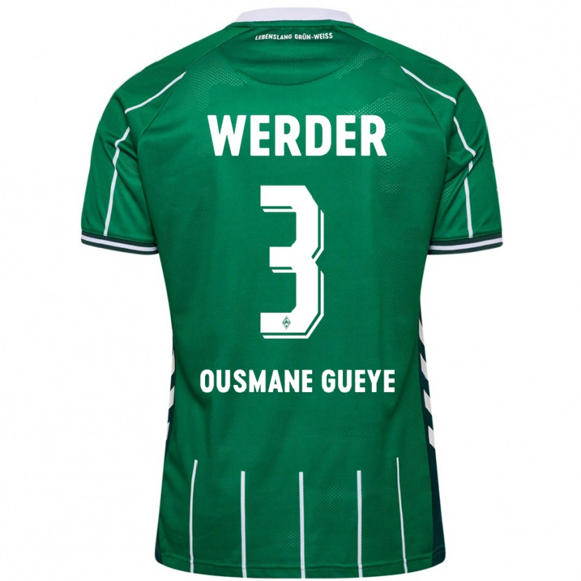 Danxen Kinderen Papa Ousmane Gueye #3 Groen Wit Thuisshirt Thuistenue 2025/26 T-Shirt