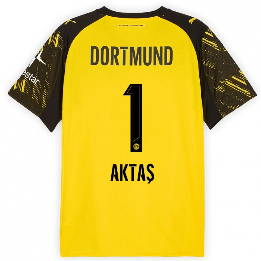 Danxen Kinderen Yılmaz Aktaş #1 Geel Zwart Thuisshirt Thuistenue 2025/26 T-Shirt