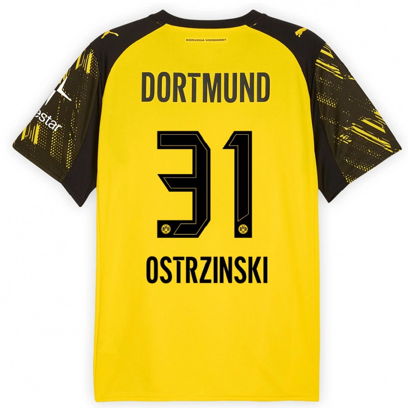 Danxen Kinderen Silas Ostrzinski #31 Geel Zwart Thuisshirt Thuistenue 2025/26 T-Shirt