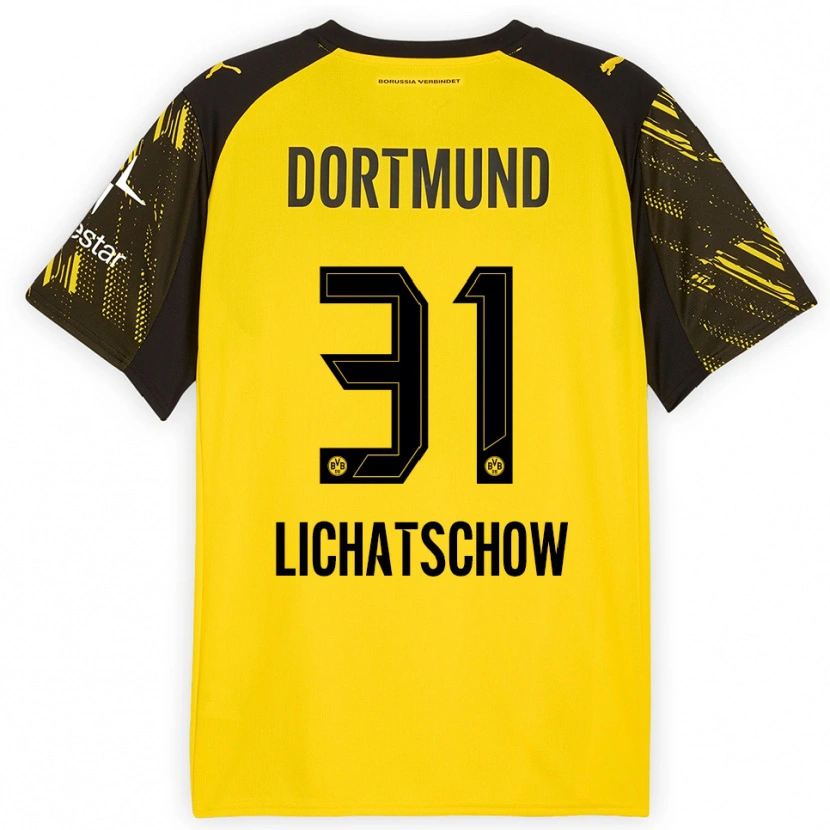 Danxen Kinderen Deniese Lichatschow #31 Geel Zwart Thuisshirt Thuistenue 2025/26 T-Shirt