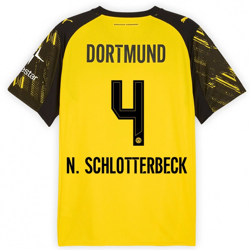 Danxen Kinderen Nico Schlotterbeck #4 Geel Zwart Thuisshirt Thuistenue 2025/26 T-Shirt